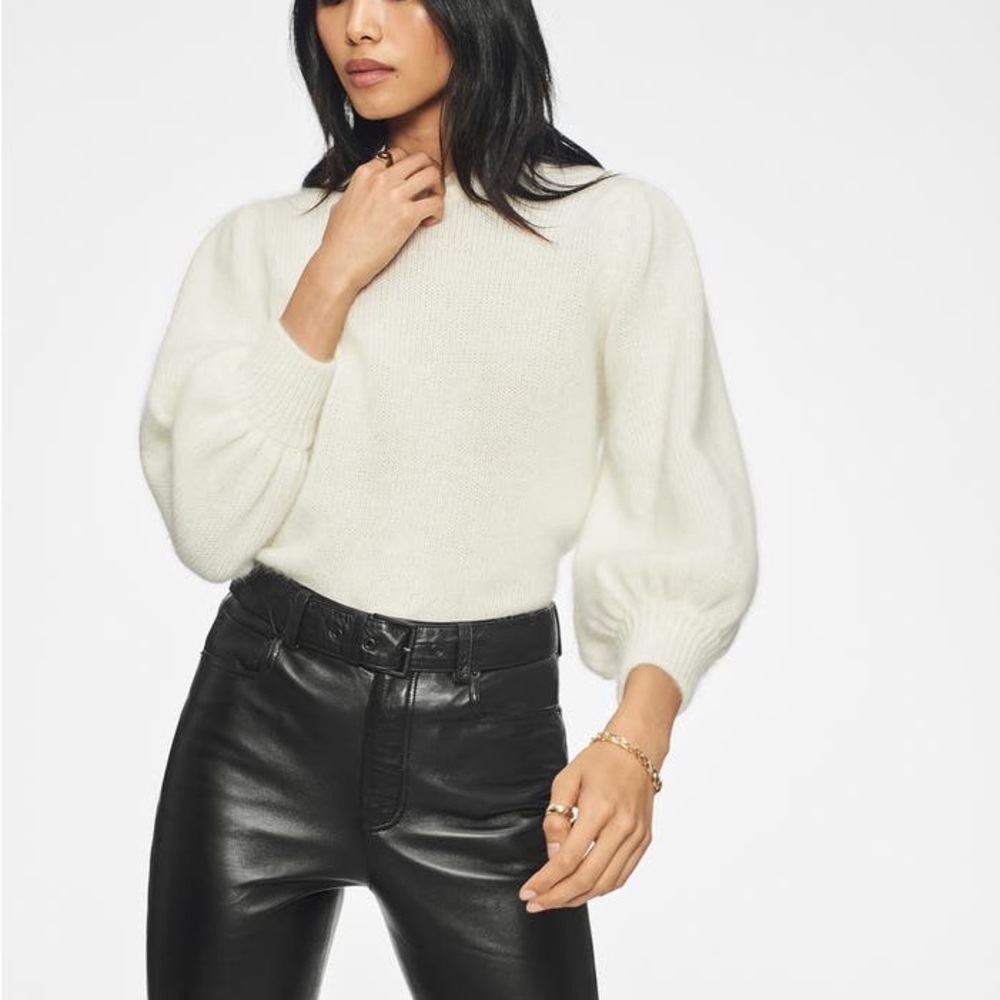 ANINE BING Rosalind Angora & Wool Ivory Sweater L